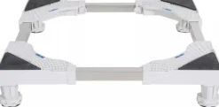 Adjustable Washing Machine Base Stand with Wheels - White Plastic & Steel Tube Rack, 300KG Capacity - Universal Fit for Dryers, Refrigerators