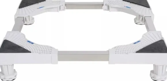 Adjustable Washing Machine Base Stand with Wheels - White Plastic & Steel Tube Rack, 300KG Capacity - Universal Fit for Dryers, Refrigerators