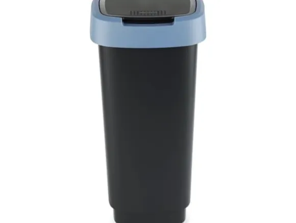 Affaldsspand, Rotho Twist, sort, plast, 25 l, sort låg med blå kant