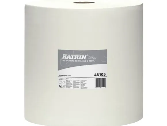 Aftørringsrulle Industri Katrin Plus 4-lag Ø36cm B38cmxL360m Mix Hvid,1 Rl