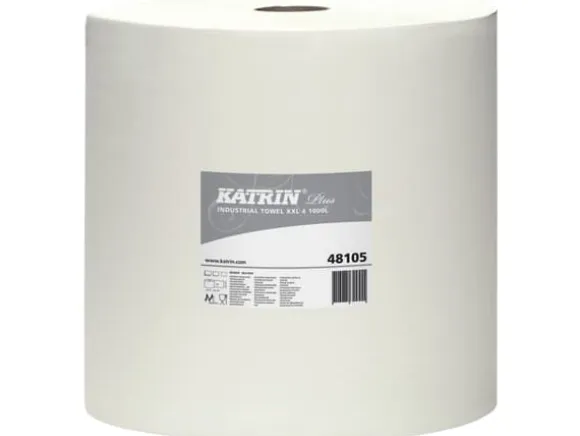 Aftørringsrulle Industri Katrin Plus 4-lag Ø36cm B38cmxL360m Mix Hvid,1 Rl