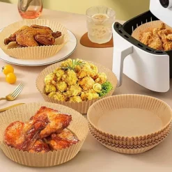 Air Fryer Papper 100-pack – 20cm Engångspapper för Luftfritös Brun