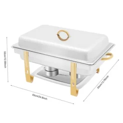 Allt-i-ett Chafing Dish För Buffé - Matvarmare - Rostfritt Stål - Med Lock - Justerbar Värmekontroll - Svart