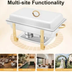 Allt-i-ett Chafing Dish För Buffé - Matvarmare - Rostfritt Stål - Med Lock - Justerbar Värmekontroll - Svart