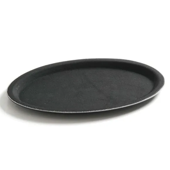 Anti-halk oval servisbricka 16x23cm - svart