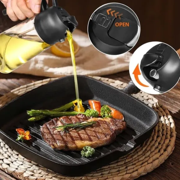Auledio 470 ml Sprayflaska för Olja och Vinäger - 2-i-1 Oljesprayflaska för Matlagning, Grill och Bakning