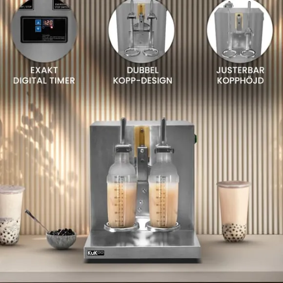 Automatisk Bubble Tea-shaker & 2 700 ml Shakermuggar Rostfritt Stål 350 ml - 1000 ml Timer 6 - 120 Sekunder Dryckblandare Bubble Boba Milk Cocktail