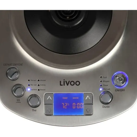 Automatisk vattenkokare - LIVOO - DOD209 - 2200 W - 1,7 L - 3 förinställda brygglägen - Glas / Rostfritt stål