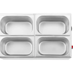 Bain marie elvärmare med kran 4 x GN 1/4 600 W