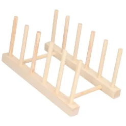 Bambu Skål tallrik Lätt bärbar Miljövänlig Slitstark Tall Trä Diskställ 5 Galler 23 cm