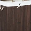 Bambu tvättkorg - tvättställ med 2 fack - bricka - med lock - 100 l