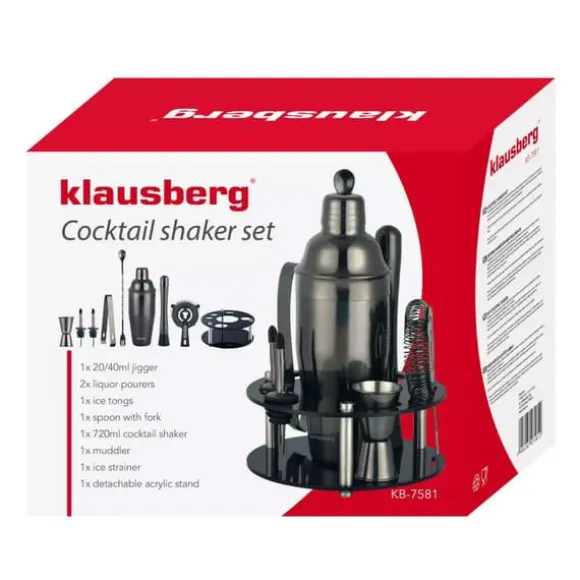 Bartenderset 9 delar Shaker KLAUSBERG KB-7581 grafit