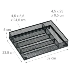 Besticklåda, Metall, 5x23,5x32 cm, Antracit