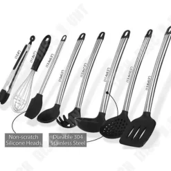 Bestickset - TD® - 8 delar - Silikon - Rostfritt stål - Tål höga temperaturer