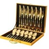 Bestick - TD® - 24-delarsset - Guldiga - Rostfritt Stål - Modern Design