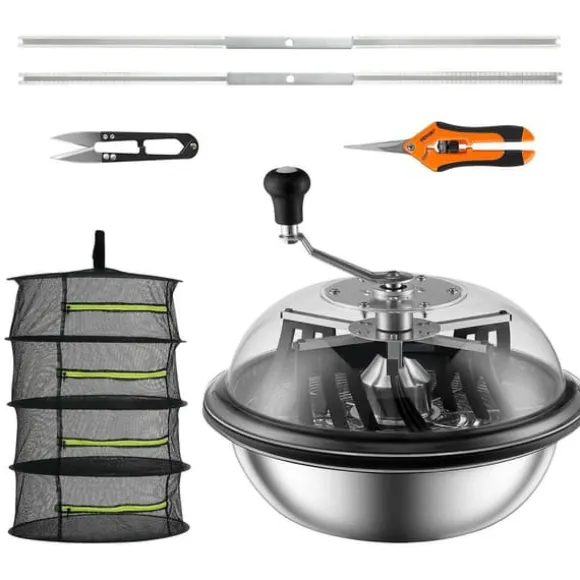 16" bladskålstrimmer med tillbehörsset, genomskinligt lock, enkla manuella kontroller, väl synlig drift, utbytbara blad