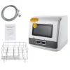 Bänkdiskmaskin DWS-T05, portabel mini, vit, 220V 800W, med vattenslang