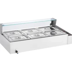 Bänkmodell Matvärmare, 6*8 Qt, Glasöverdrag, Elektrisk Buffé, Perfekt för Catering och Fester, Håll Maten Varm och Fräsch