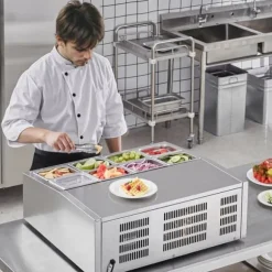 Bänkskiva Kylsallad Pizza Prep Station 145 W Rostfritt Stål, CE-Godkänd, Effektiv Kylning