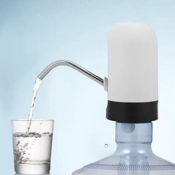 Bärbar LED-ljusflaskvattenpump USB-uppladdningsbar dispenser för hemmakontor (vit)