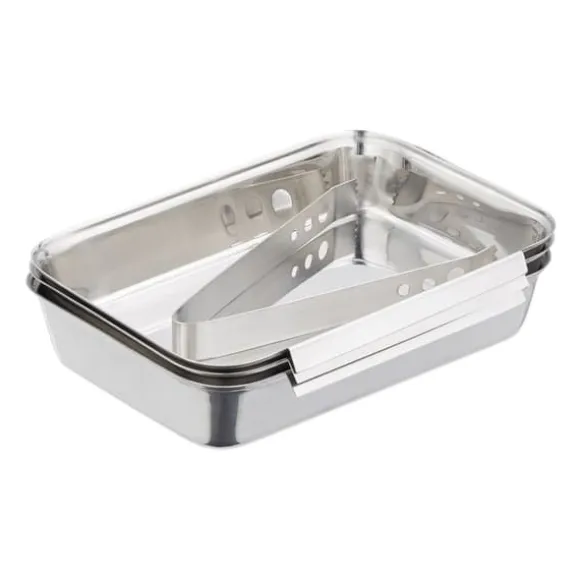 Brödningsbricka set, rostfritt stål, 4x17x23 cm, silver
