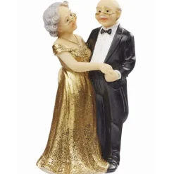 Brudpar Tårtdekoration - Elegant Senior Guldbröllop - 11,5 cm