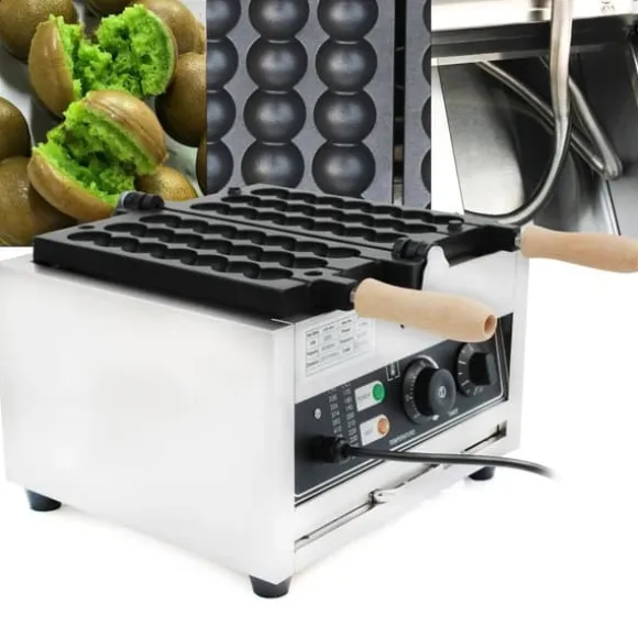 Bubbelvåffeljärn, bollformat, elektrisk 1500 W, non-stickbeläggning, för kommersiellt bruk
