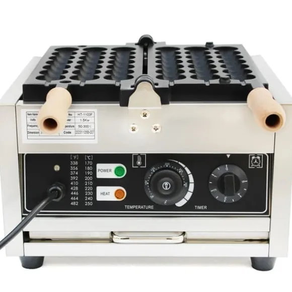 Bubbelvåffeljärn - Professionellt elektriskt - 1500 W - Non-stick - 180° roterbart - Temp 50–300°C - 220 V - Svart/Silver