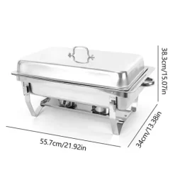 Buffévarmhållare, chafing dish med 3 fack, kapacitet över 5 L, 410 rostfritt stål, portabel för fest