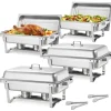 Buffévärmare Varmhållningsfat - Rektangulär 4-pack 9,91 L - Rostfritt Stål - Lock & Bränslehållare - 2 Mattänger - För Buffé, Fest, Bröllop - Silver | CDON