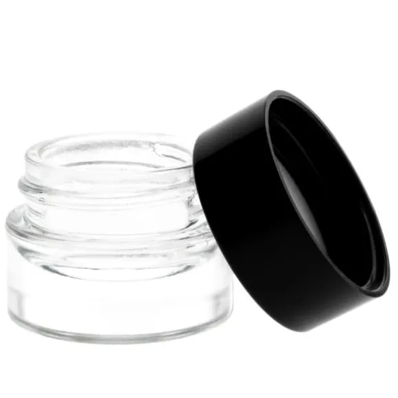 Burk, glasbehållare, 5 ml, färglös, med svart PP-lock x10