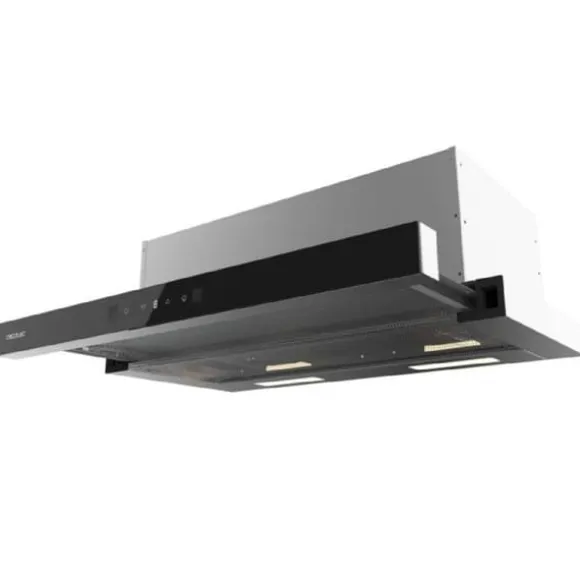 Cecotec Utsugningsfläkt 70cm Teleskopisk Bolero Flux TLT 704400 Glas Svart A+++. Sugning 431,2m³/h, Låg Energiförbrukning, Motor