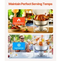 Chafing Dish Bufféset, 4-pack, 5 qt, rostfritt stål, silver, cateringvärmare