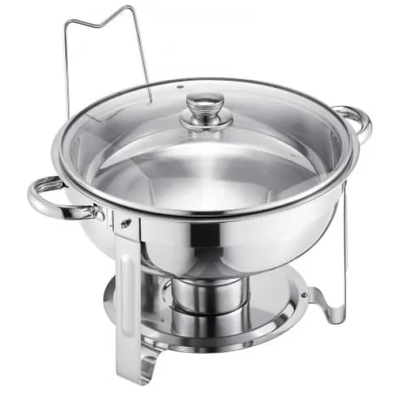 Chafing Dish Bufféset, 4-pack 5 Qt rostfritt stål, silver, serveringsvärmare