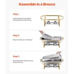 Chafing Dish Bufféset, 4-pack, Rostfritt stål, Guld