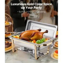 Chafing Dish Bufféset, 4-pack, Rostfritt stål, Guld