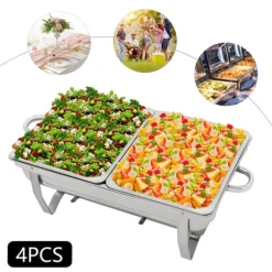 Chafing Dish Buffévarmare - Set - 4-pack - 9 L - 53 x 33,5 cm - Höjd 30 cm - För ca 10 personer - Ljusgrå