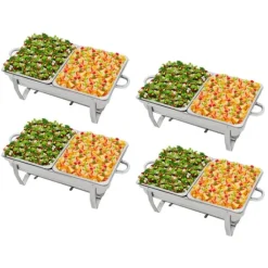 Chafing Dish Buffévarmare - Set - 4-pack - 9 L - 53 x 33,5 cm - Höjd 30 cm - För ca 10 personer - Ljusgrå