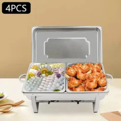 Chafing Dish Buffévarmare - Set - 4-pack - 9 L - 53 x 33,5 cm - Höjd 30 cm - För ca 10 personer - Ljusgrå