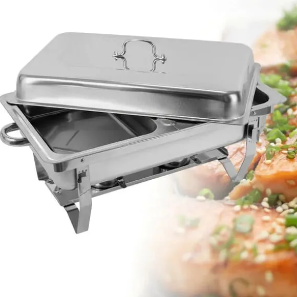 Chafing dish, buffévarmhållare, 7,5 L, rostfritt stål, professionellt set, silver