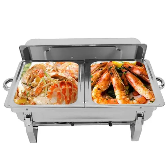 Chafing dish, buffévarmhållare, 7,5 L, rostfritt stål, professionellt set, silver