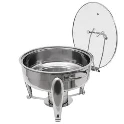 Chafing Dish Buffévärmare - Rund Alkoholdriven - 6 l - Glaslock - Rostfritt Stål - För Buffé & Fest