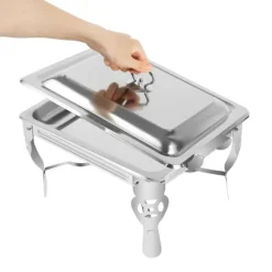 Chafing Dish buffévärmare, vit, 6/9 L, 3×3 L insatser, för storkök, catering & buffé