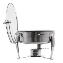 Chafing Dish, 6L kapacitet, rostfritt stål, glaslock, alkoholvärmare, idealisk för sammankomster