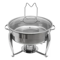 Chafing Dish, 6L kapacitet, rostfritt stål, glaslock, alkoholvärmare, idealisk för sammankomster