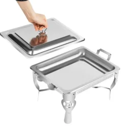 Chafing dish, matvärmare i rostfritt stål, silver, för buffé, catering och storkök