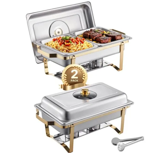 Chafing Dish, Rostfritt Stål, Halvstor Panna Kompatibel,2 pack