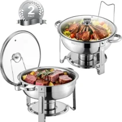 Chafing Dish, Rostfritt Stål, Inkluderar Glaslock,2 paket