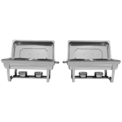 Chafing Dish Set, Rostfritt Stål, 4 Matpannor, 3,7 Qt Pannkapacitet, Energisnål Bränslekälla, Idealisk för Catering