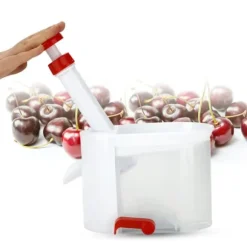 Cherry Pitter - Bärbar fruktpryl för att ta bort frön, med behållare, perfekt för hem och resor